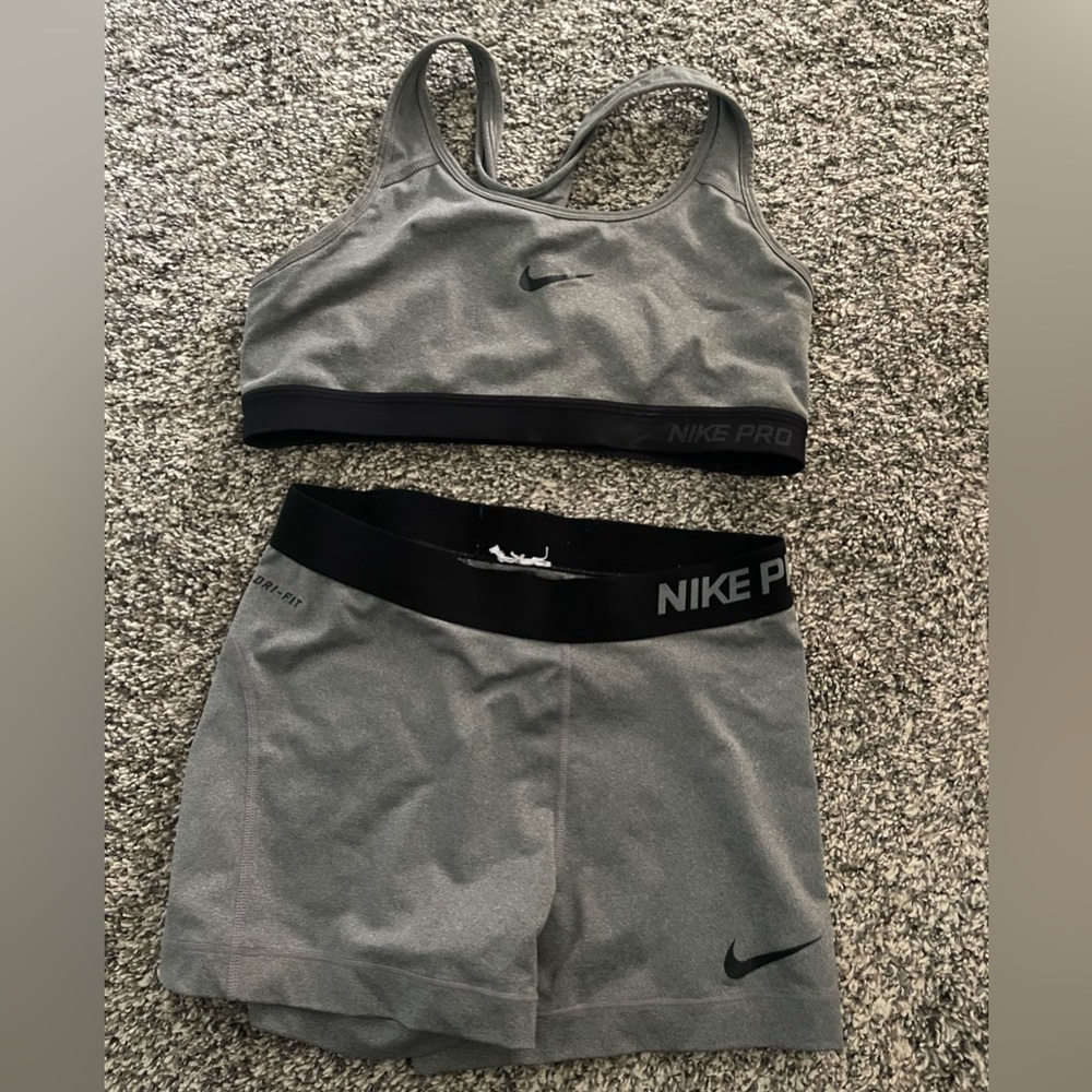 Nike compression shorts and sports bra